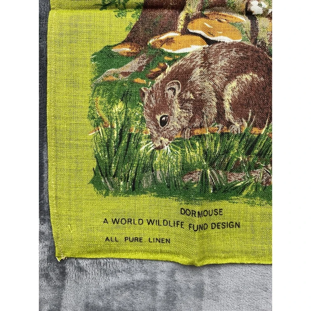 Vintage Ulster Weavers Irish Tea Towel All Linen Wildlife Scene Mint Condition